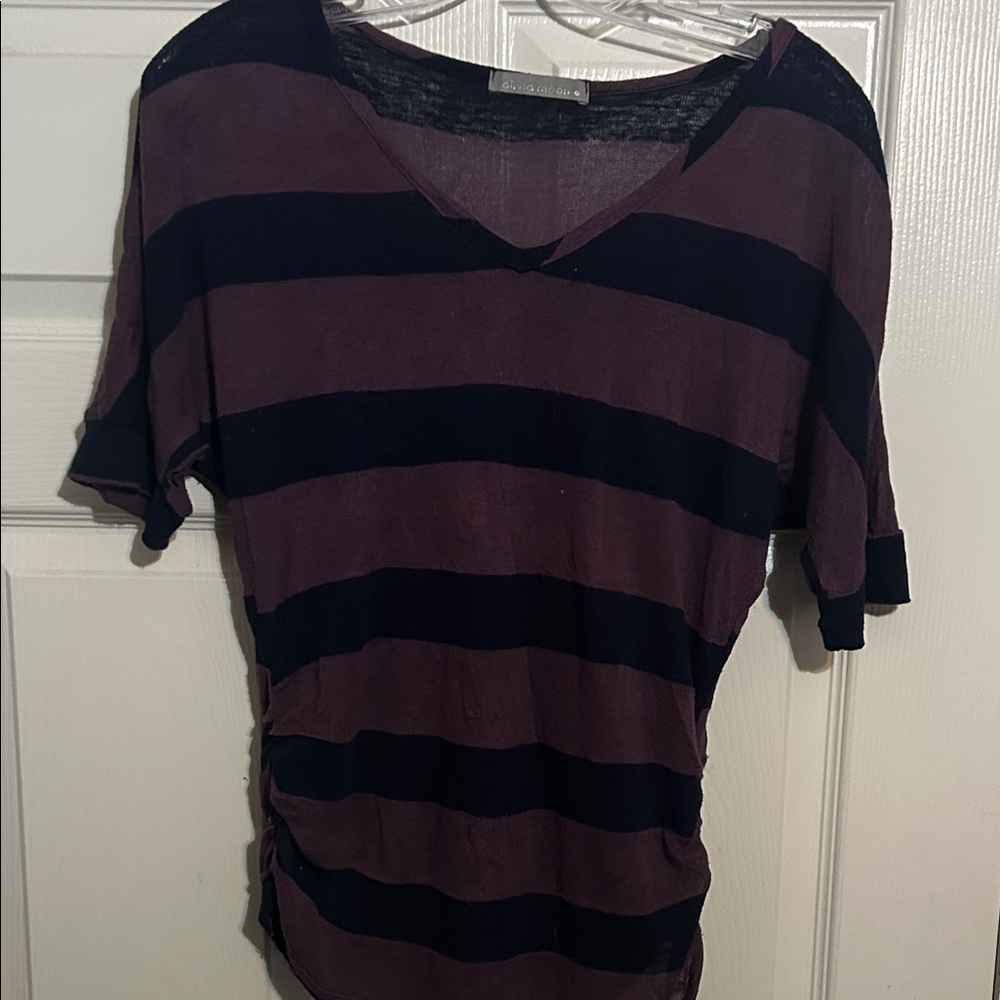 Olivia Moon Purple and Black‎ Striped Tee